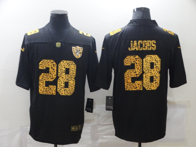 Men's Las Vegas Raiders #28 Josh Jacobs 2020 Black Leopard Print Fashion Limited Stitched NFL Jersey